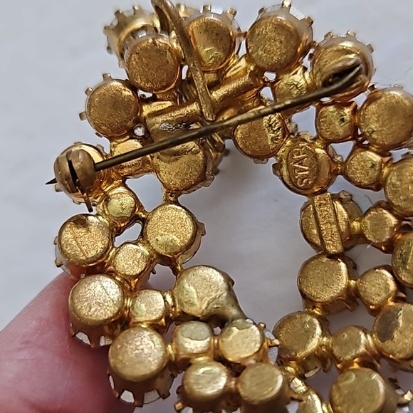 STAR Vintage AB Pinkish Crystal Glass Beads Pendant & Brooch - Picture 7 of 7